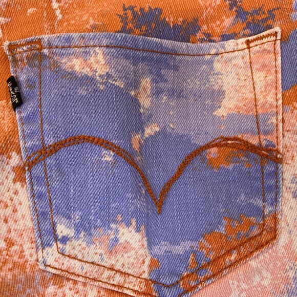 Levis Women's Jeans Size 6M 28x32 Mid Rise Skinny Orange TieDye Denim Hippie - Picture 10 of 12